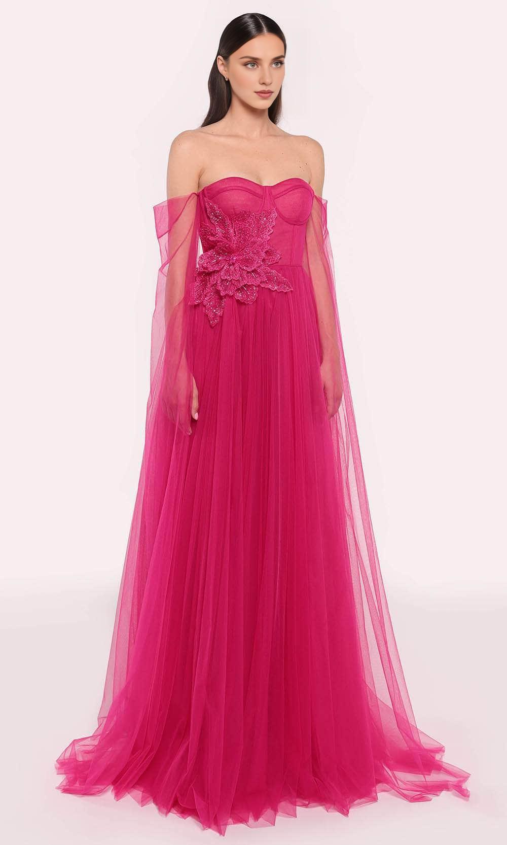 Formal Women's Dresses Handmade Applique Bustier Evening Gown A-line Off Shoulder Flutter Sleeve Bustier Gown Prom Dress Formal Dresses Prom Dresses Stores